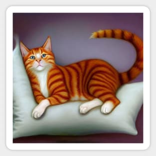 Ginger Cat on a Pillow Sticker